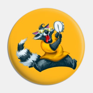Raccoon playing Tamborim Pin