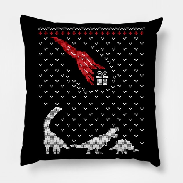 The Last Christmas Gift - Ugly Christmas Sweater Dinosaur Lover Gift Pillow by BadDesignCo