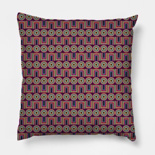 Multicolor geometric native south american indigenous pattern over a dark violet background Pillow