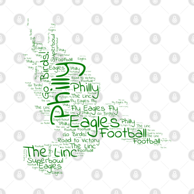 Philly birds green word art football by PixieMomma Co