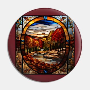 Stained Glass Window Of Autumn Scene Pin