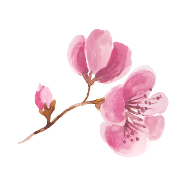 Pink  Cherry Blossom watercolour by IndypendenZ