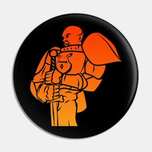 Orc Knight (Flame): A Fantasy Design Pin