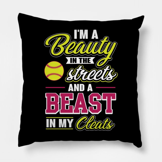 Beauty Streets Softball Player Pillow by Magic Ball
