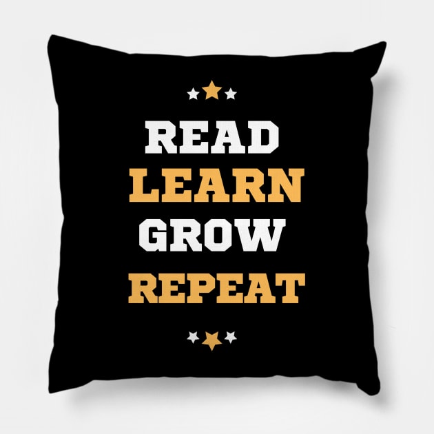 Read Learn Grow Repeat Pillow by Dippity Dow Five