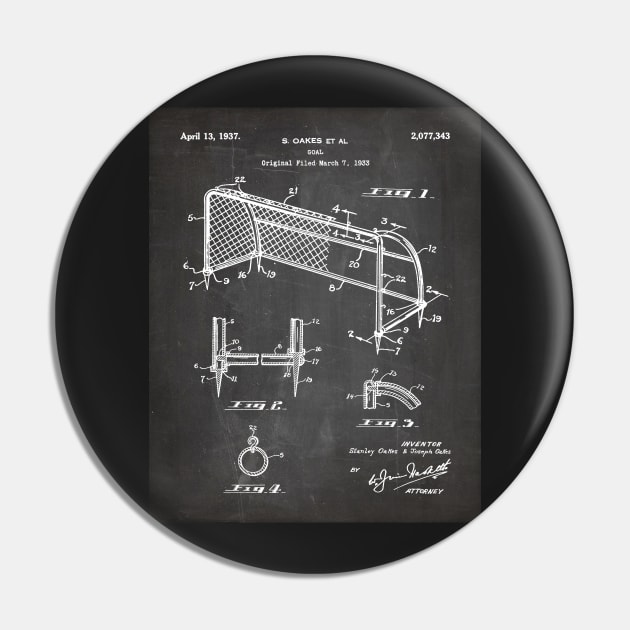 Soccer Patent - Soccer Goal Art - Black Chalkboard Pin by patentpress