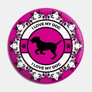 Pink/Fuchsia I Love My Dog Pin