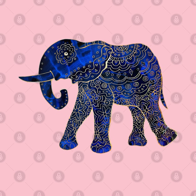 Blue Watercolor Mama Elephant by Heartsake