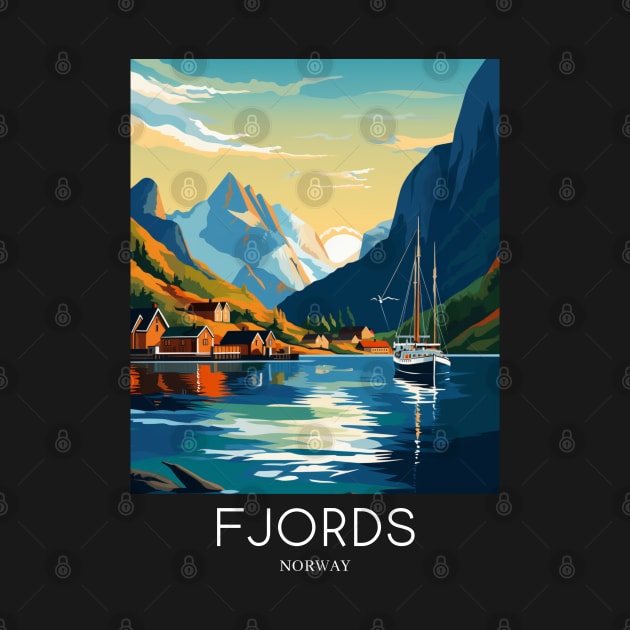 A Pop Art Travel Print of the Fjords - Norway by Studio Red Koala