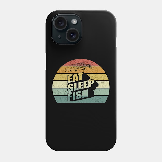 Vintage Retro Eat Sleep Fish Fisherman Gifts Funny Fishing Gifts Phone Case by SomeRays