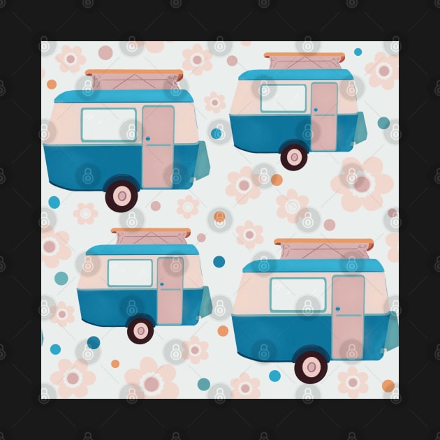 Pastel Daisy Dot Vintage Caravan Pattern by NattyDesigns