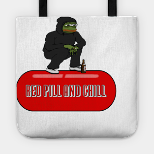 Squatting Pepe Red Pill and Chill Tote