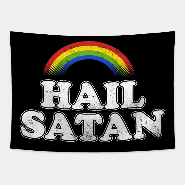 Hail Satan Funny Ironic Rainbow Tapestry by APSketches