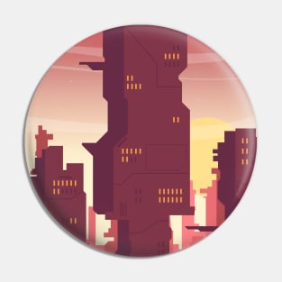 Cyberpunk City Sunrise Pin