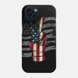 American Flag Peace Sign Hand 4th of July Phone Case