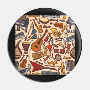 Band Instruments Seamless Music Pattern Pin