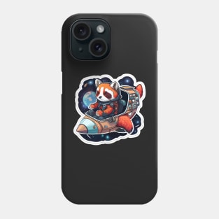 Red Panda Astronaut Lost in Space Sticker Phone Case