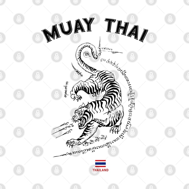 Muay Thai Tiger Sak Yant Tattoo Kickboxing Thailand by VintCam