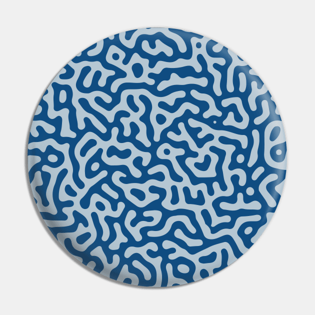 Blue Tones Turing Pattern Pin by Golden Eagle Design Studio