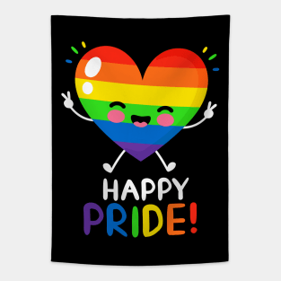 Rainbow Heart Pride Tapestry