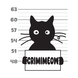 Crimimeow | Criminal Cat | Black Fluffy Cat T-Shirt