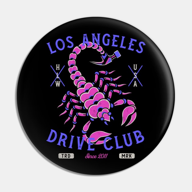 Los Angeles Drive Club" - Vintage Scorpion Tattoo Art Pin by Nemons