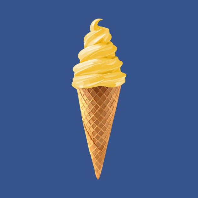 Yellow Lemon Soft Serve Ice Cream Cone by Art by Deborah Camp