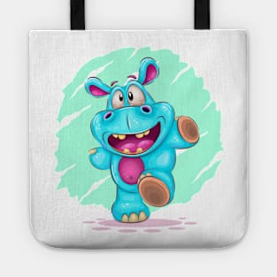 Cheerful cartoon hippo Tote