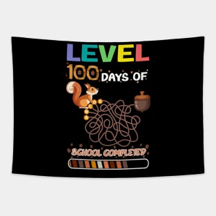 Level 100 Days Of School Completed Squirrel Game Tapestry