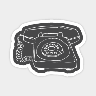 Sketchy Old Retro Rotary Phone - White Lines Magnet