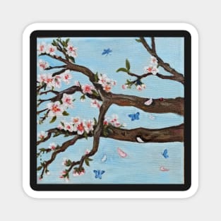 almond tree branches in bloom Magnet