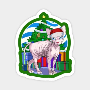 Sphynx Cat Santa Christmas Gift Magnet