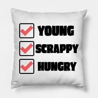 Young Scrappy Hungry Pillow