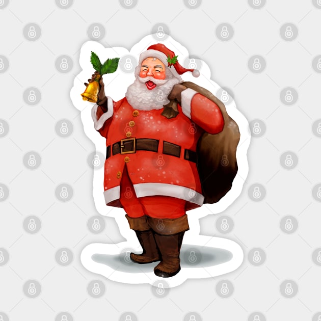 Cheerful santa claus carrying a presents sack Magnet by stark.shop
