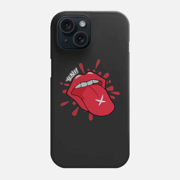 Yeah, Rock &amp; Roll!!. Rock language customized with a cross on the tip and the expression: Yeah!! Stick out your tongue, smile! Phone Case by Rebeldía Pura