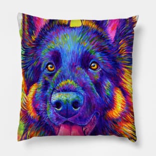 Luminescent Rainbow German Shepherd Dog Pillow