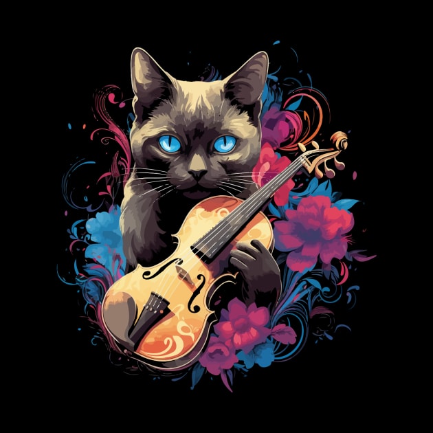 Tonkinese Cat Playing Violin by JH Mart