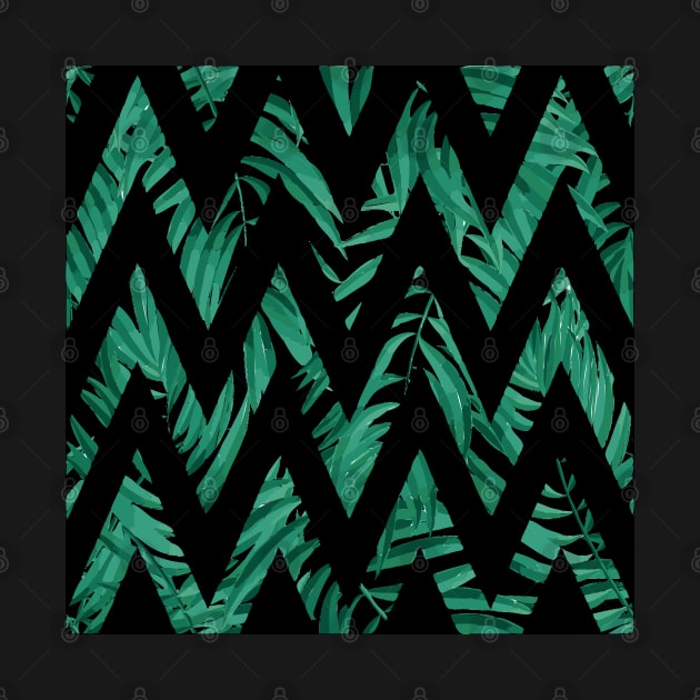 Palm Leaves Zig Zag Line (Black) by Glenn Landas Digital Art