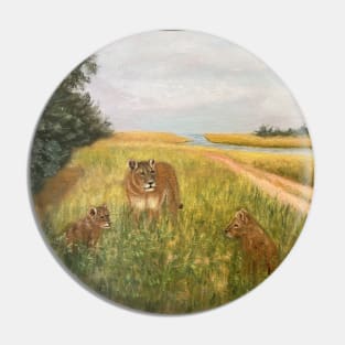 Lioness and Cubs Pin