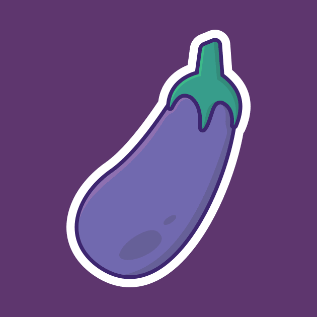 Purple Eggplant vegetable vector illustration. Food nature icon concept. Healthy vegetable purple eggplant Front view icon design on orange background. by AlviStudio