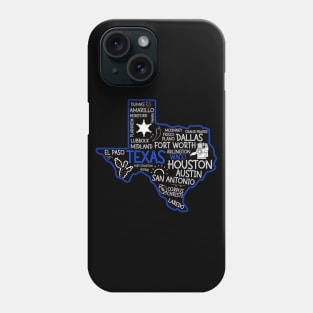 Waco Texas cute map Houston San Antonio Dallas Austin Fort Worth El Paso Phone Case