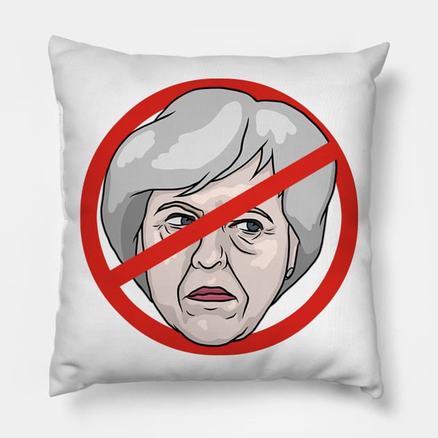 Theresa May No Road Sign Illustration Pillow by MelancholyDolly