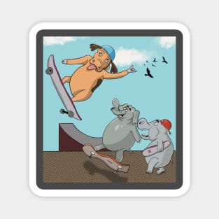 Skateboarding animals Magnet