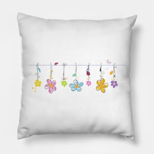 Hanging spring time daisies with lady bird Pillow