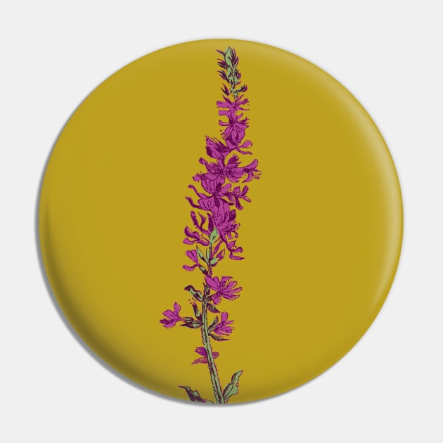 Vintage florals - Purple Loosestrife Pin by VrijFormaat
