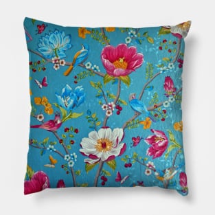 Blue Floral Poetry Pillow
