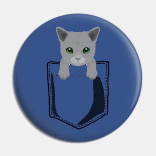 Pocket Russian Blue Kitty Pin