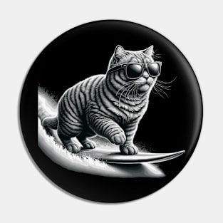 Funny Cat Surfing Gifts Funny Cat Surfer Pin