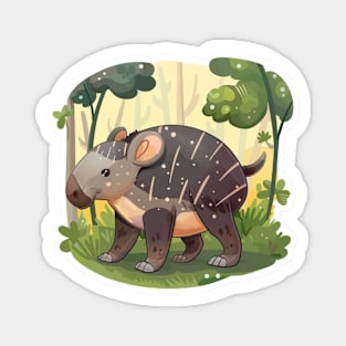 Cute Mountain Tapir Illustration - Adorable Animal Art Magnet