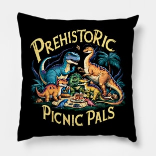 Prehistoric Picnic Pals - Dinosaur Gathering Design Pillow